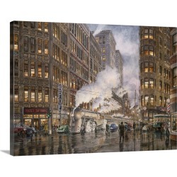 Large Gallery-Wrapped Canvas Wall Art Print 30 x 23 entitled 20th Century Ltd. At Syracuse NY, Washington And Wharf Sts., ...