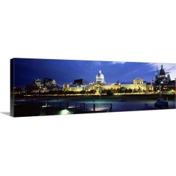 Large Gallery-Wrapped Canvas Wall Art Print 36 x 12 entitled Old Harbor Montreal Quebec Canada
