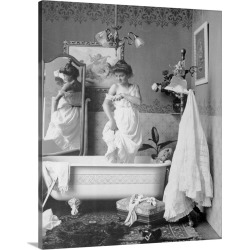 Large Solid-Faced Canvas Print Wall Art Print 24 x 30 entitled Woman Getting in Bathtub