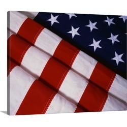 Large Solid-Faced Canvas Print Wall Art Print 30 x 24 entitled Folds of the American Flag
