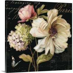 Large Solid-Faced Canvas Print Wall Art Print 20 x 20 entitled Marche de Fleurs on Black II