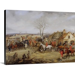 Large Gallery-Wrapped Canvas Wall Art Print 30 x 22 entitled Hunting Scene, The Meet
