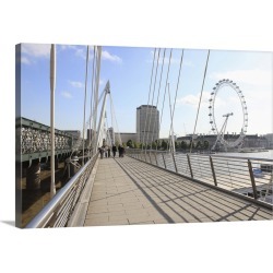 Large Solid-Faced Canvas Print Wall Art Print 30 x 20 entitled Bridge and London Eye, London, England