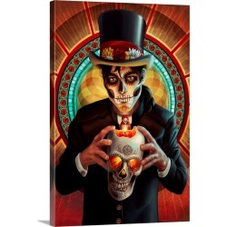 Large Gallery-Wrapped Canvas Wall Art Print 16 x 24 entitled Day of the Dead, Man and Candle