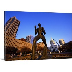 Large Solid-Faced Canvas Print Wall Art Print 30 x 20 entitled Statue near Old Courthouse St Louis MO