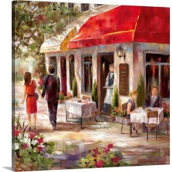 Large Solid-Faced Canvas Print Wall Art Print 20 x 20 entitled Cafe Afternoon II