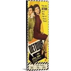Large Solid-Faced Canvas Print Wall Art Print 12 x 36 entitled Detour - Vintage Movie Poster