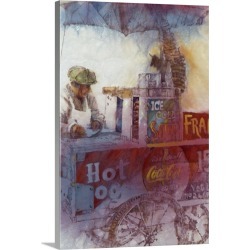 Large Solid-Faced Canvas Print Wall Art Print 20 x 30 entitled Hot Dog Vendor