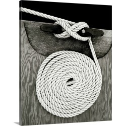 Large Solid-Faced Canvas Print Wall Art Print 24 x 30 entitled A coiled rope on a dock