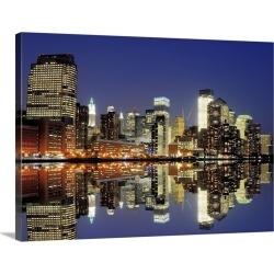 Large Gallery-Wrapped Canvas Wall Art Print 30 x 23 entitled Cityscape of the west side of Lower Manhattan in New York City.