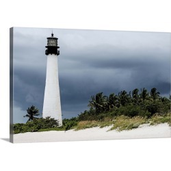 Large Gallery-Wrapped Canvas Wall Art Print 24 x 16 entitled Key Biscayne Light House