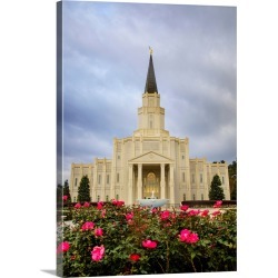 Large Gallery-Wrapped Canvas Wall Art Print 17 x 24 entitled Houston Texas Temple, Roses, Spring, Texas
