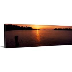 Large Solid-Faced Canvas Print Wall Art Print 48 x 16 entitled Sunrise over the sea, Bermuda