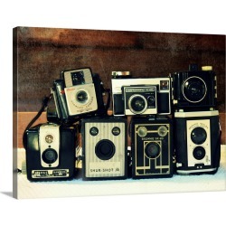 Large Gallery-Wrapped Canvas Wall Art Print 30 x 23 entitled Vintage Camera Collection