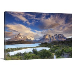 Large Solid-Faced Canvas Print Wall Art Print 30 x 20 entitled Chile, Patagonia, Torres del Paine National Park, Lake Peohe