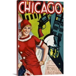 Large Gallery-Wrapped Canvas Wall Art Print 20 x 30 entitled Chicago - Vintage Musical Poster