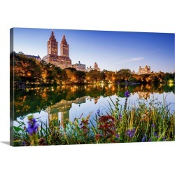 Large Gallery-Wrapped Canvas Wall Art Print 30 x 20 entitled New York City, Manhattan, Central Park, the lake Apartment Bu...