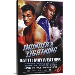 Large Gallery-Wrapped Canvas Wall Art Print 16 x 24 entitled Arturo Gatti vs. Floyd Mayweather (2005)