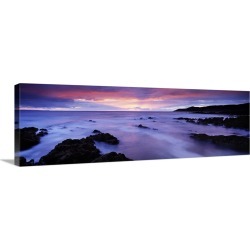 Large Solid-Faced Canvas Print Wall Art Print 48 x 16 entitled Rock formations on the beach Barricane Beach Morte Point Wo...