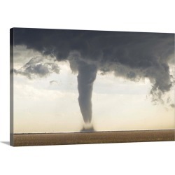 Large Solid-Faced Canvas Print Wall Art Print 30 x 20 entitled A classic spring tornado from a supercell thunderstorm, wit...