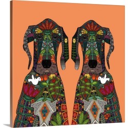 Large Gallery-Wrapped Canvas Wall Art Print 16 x 16 entitled Great Dane love tangerine