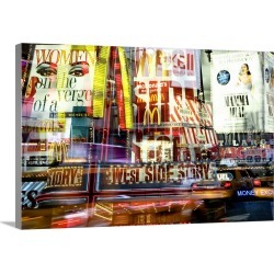 Large Gallery-Wrapped Canvas Wall Art Print 30 x 20 entitled In camera multiple exposures from Times Square in the evening