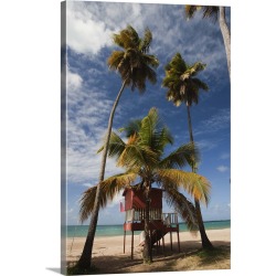 Large Solid-Faced Canvas Print Wall Art Print 20 x 30 entitled Puerto Rico, East Coast, Luquillo, Playa Luquillo Beach, li...