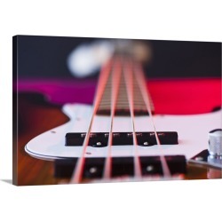 Large Gallery-Wrapped Canvas Wall Art Print 30 x 20 entitled Close up of bass guitar