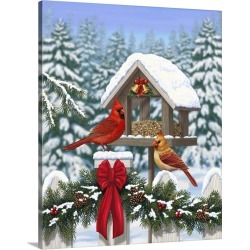 Large Solid-Faced Canvas Print Wall Art Print 24 x 30 entitled Cardinals Christmas Feast