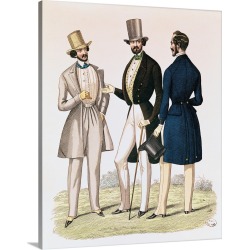 Large Solid-Faced Canvas Print Wall Art Print 24 x 30 entitled Fashion plate depicting male clothing, published by 'La Fas...