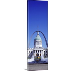 Large Solid-Faced Canvas Print Wall Art Print 16 x 48 entitled Old Courthouse & St Louis Arch St Louis MO