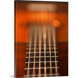 Large Solid-Faced Canvas Print Wall Art Print 30 x 40 entitled Close up of strings of acoustic guitar