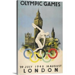 Large Gallery-Wrapped Canvas Wall Art Print 16 x 24 entitled Official Poster for London Olympic Games 1948 Walter Herz