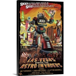 Large Gallery-Wrapped Canvas Wall Art Print 16 x 24 entitled Las Vegas vs. The Astro-Invaders