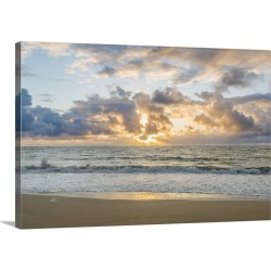 Large Solid-Faced Canvas Print Wall Art Print 30 x 20 entitled Hawaii, Kauai, Kealia Beach Sunrise