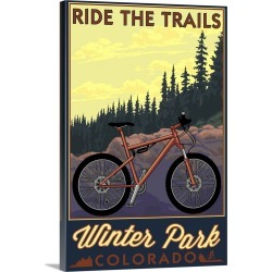 Large Solid-Faced Canvas Print Wall Art Print 20 x 30 entitled Winter Park, Colorado, Mountain Bike Scene