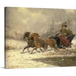 Large Gallery-Wrapped Canvas Wall Art Print 20 x 16 entitled Returning Home in Winter