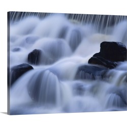 Large Solid-Faced Canvas Print Wall Art Print 30 x 24 entitled Waterfall, water cascading over rocks in the Highlands of S...