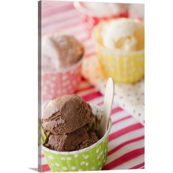 Large Solid-Faced Canvas Print Wall Art Print 20 x 30 entitled Close up of ice cream in colorful cups