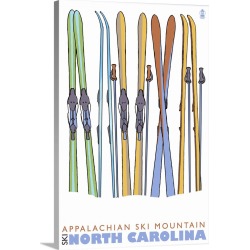Large Solid-Faced Canvas Print Wall Art Print 20 x 30 entitled Skis in Snow - Appalachian Ski Mountain, North Carolina: Re...