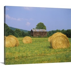 Large Gallery-Wrapped Canvas Wall Art Print 24 x 19 entitled Hay bales in a field, Tennessee
