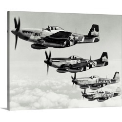 Large Gallery-Wrapped Canvas Wall Art Print 20 x 16 entitled North American P-51s in formation, 375th Fighter Squadron, 36...