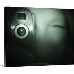 Large Gallery-Wrapped Canvas Wall Art Print 24 x 19 entitled Close-up of woman with camera