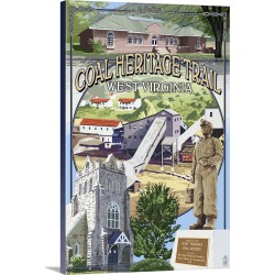 Large Solid-Faced Canvas Print Wall Art Print 24 x 36 entitled Coal Heritage Trail, West Virginia - Montage Scenes: Retro ... found on Bargain Bro from Great Big Canvas for USD $208.99