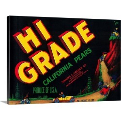 Large Gallery-Wrapped Canvas Wall Art Print 24 x 17 entitled Hi Grade Pear Crate Label, Sacramento, CA