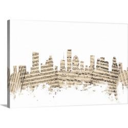 Large Gallery-Wrapped Canvas Wall Art Print 24 x 16 entitled Houston Texas Skyline Sheet Music Cityscape