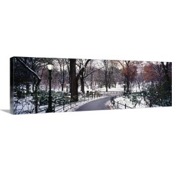 Large Gallery-Wrapped Canvas Wall Art Print 36 x 12 entitled Walkway in a park, Central Park, Manhattan, New York City, Ne...
