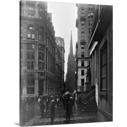 Large Gallery-Wrapped Canvas Wall Art Print 19 x 24 entitled A view down Wall Street in New York City, 1905