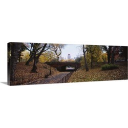 Large Gallery-Wrapped Canvas Wall Art Print 36 x 12 entitled Bridge in a park, Central Park, Manhattan, New York City, New...