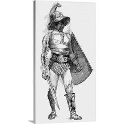 Large Gallery-Wrapped Canvas Wall Art Print 19 x 36 entitled A Samnite, a gladiator in full armor carrying sword and shield